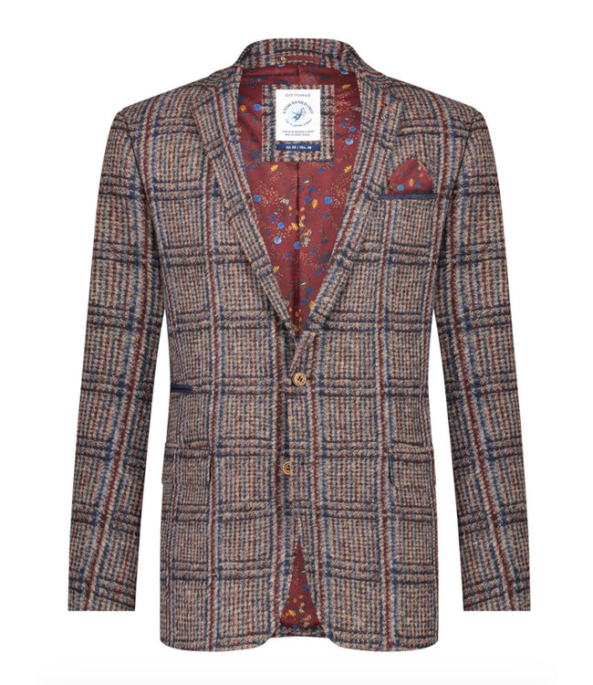 Slim Fit Brown Burgundy Check Sport Coat