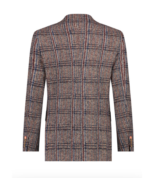 Slim Fit Brown Burgundy Check Sport Coat