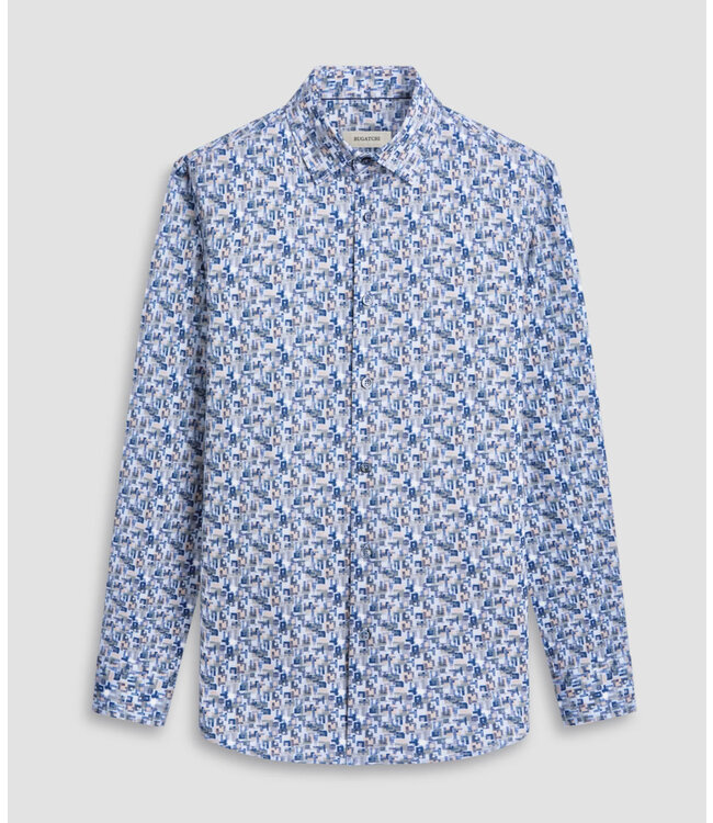 Modern Fit Dusty Blue Pattern Shirt