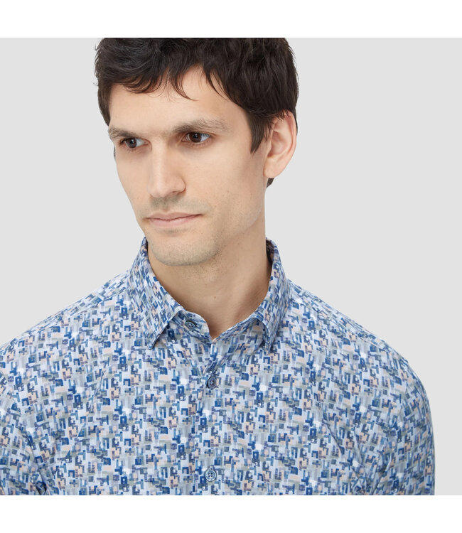 Modern Fit Dusty Blue Pattern Shirt