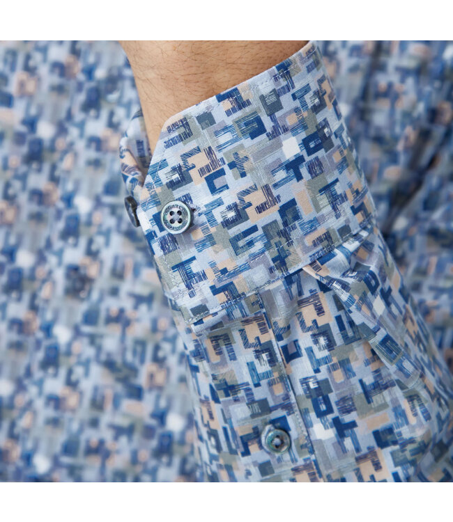 Modern Fit Dusty Blue Pattern Shirt