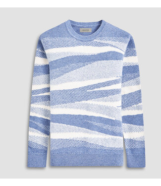 BUGATCHI Air Blue with Ecru Striped Sweater
