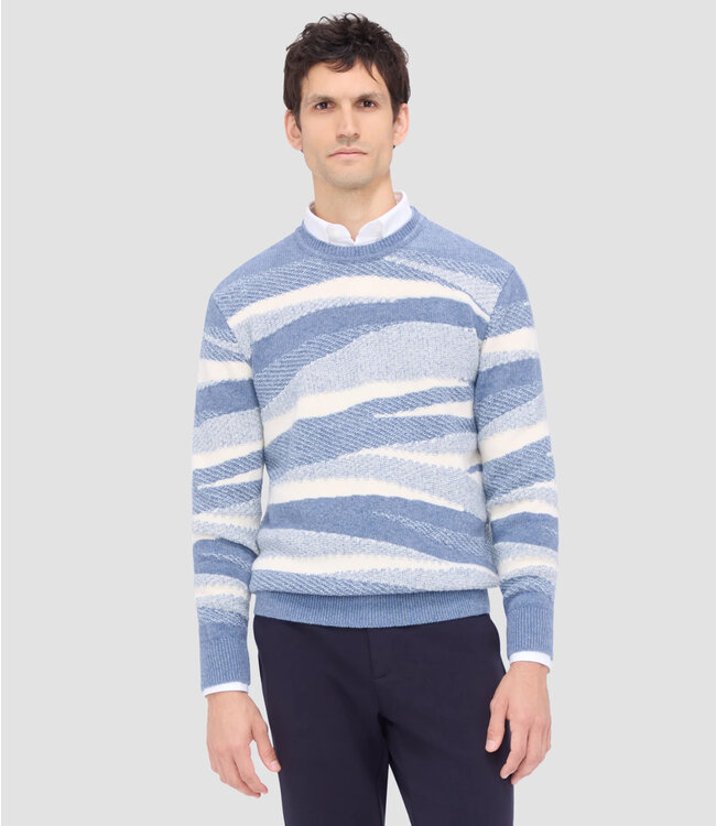 Air Blue with Ecru Striped Sweater