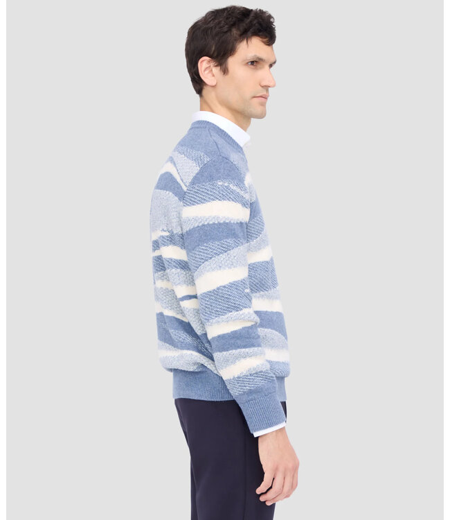 Air Blue with Ecru Striped Sweater