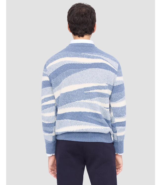 Air Blue with Ecru Striped Sweater