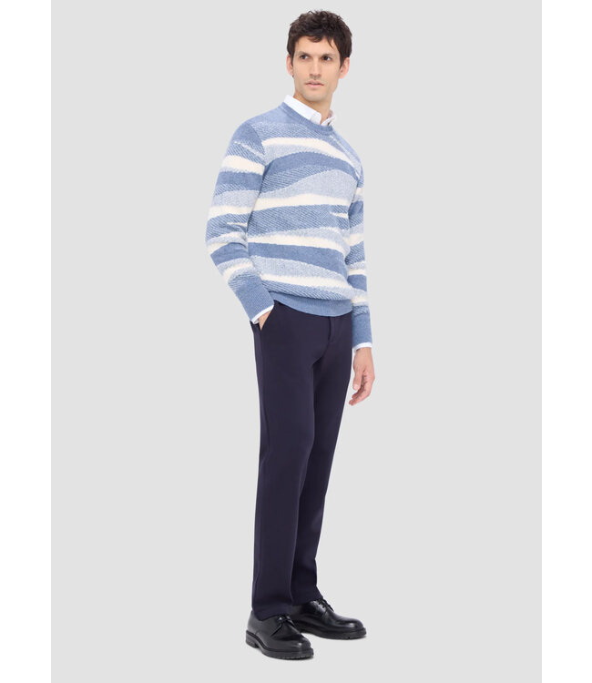 Air Blue with Ecru Striped Sweater