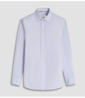 BUGATCHI Modern Fit White Star Print Shirt