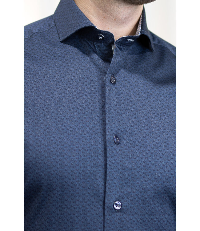 Modern Fit Navy Tonal Pattern Shirt