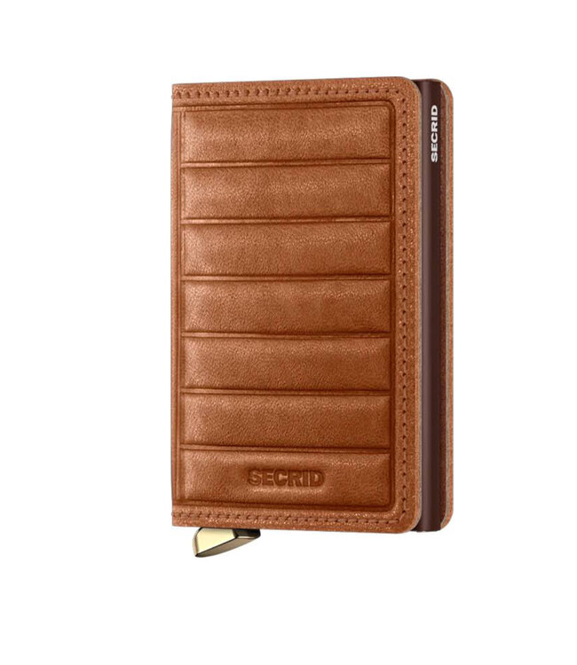 Emboss Lines Cognac Slimwallet - Premium