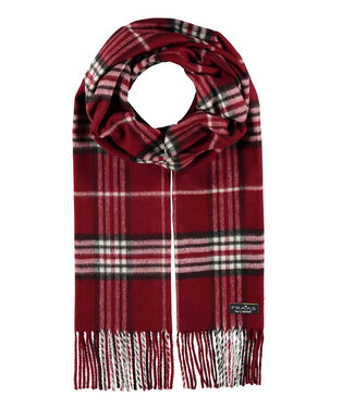 V FRAAS Burgundy Glen Check Scarf