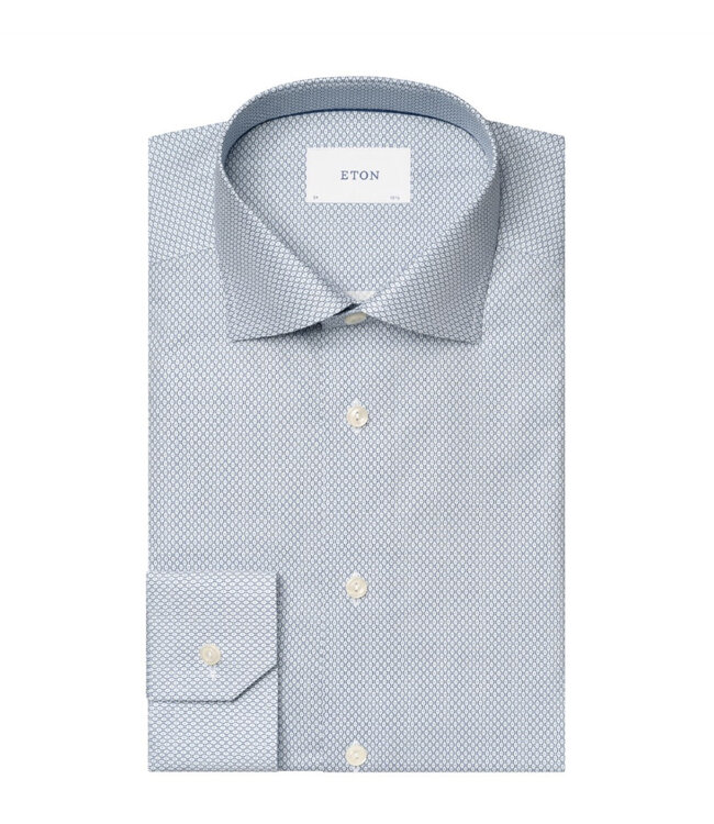 Slim Fit Blue Micro Print Twill Shirt