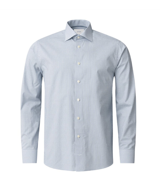 Slim Fit Blue Micro Print Twill Shirt
