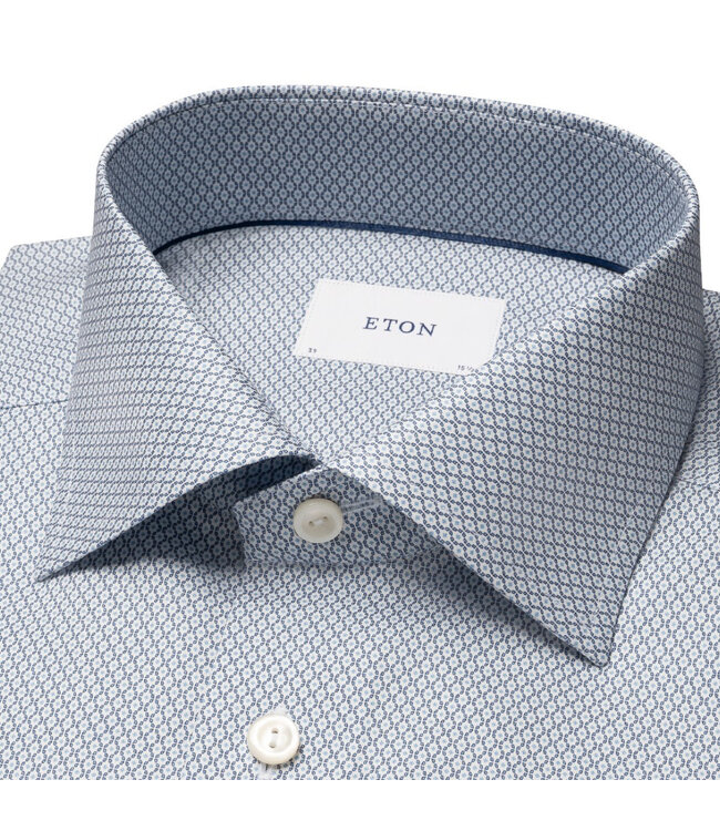 Slim Fit Blue Micro Print Twill Shirt