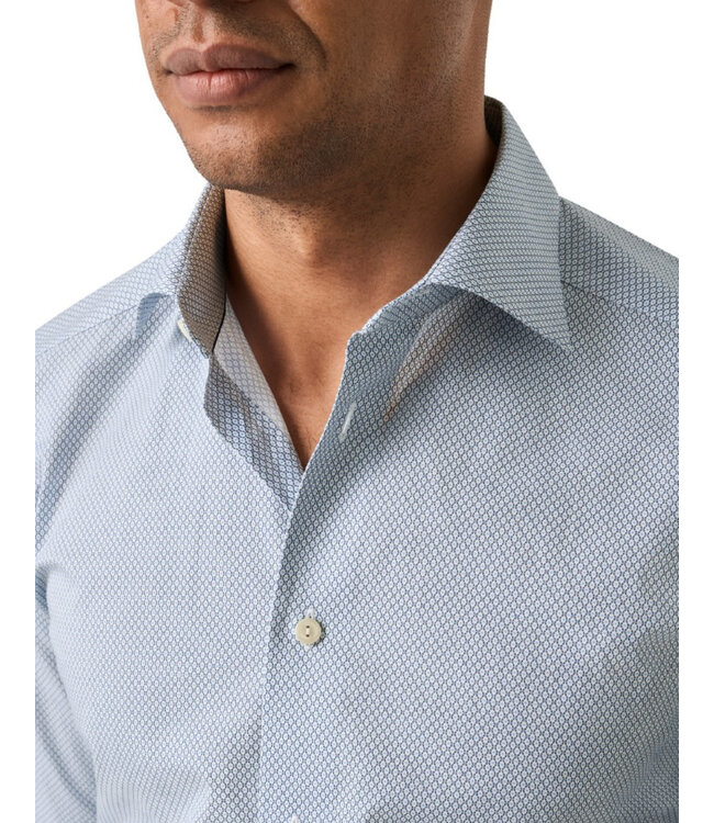 Slim Fit Blue Micro Print Twill Shirt