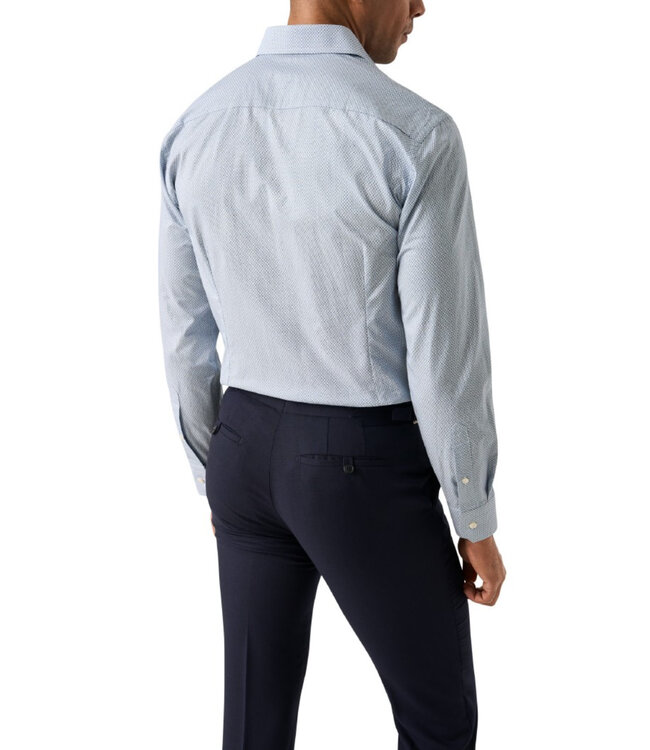 Slim Fit Blue Micro Print Twill Shirt