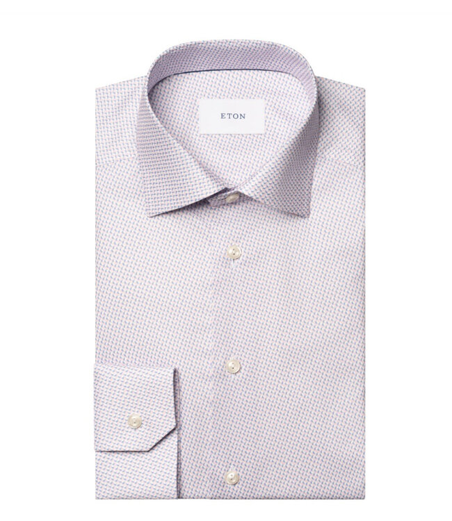 Slim Fit Pink Geometric Twill Shirt