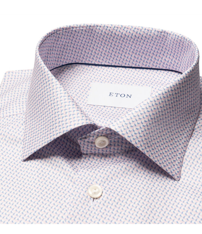 Slim Fit Pink Geometric Twill Shirt