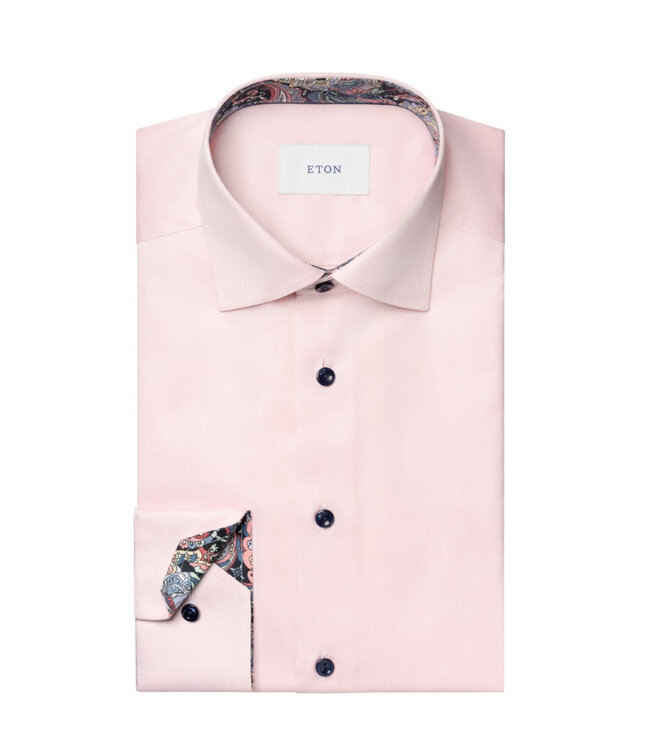 Modern Fit Pink Twill Paisley Trim Shirt