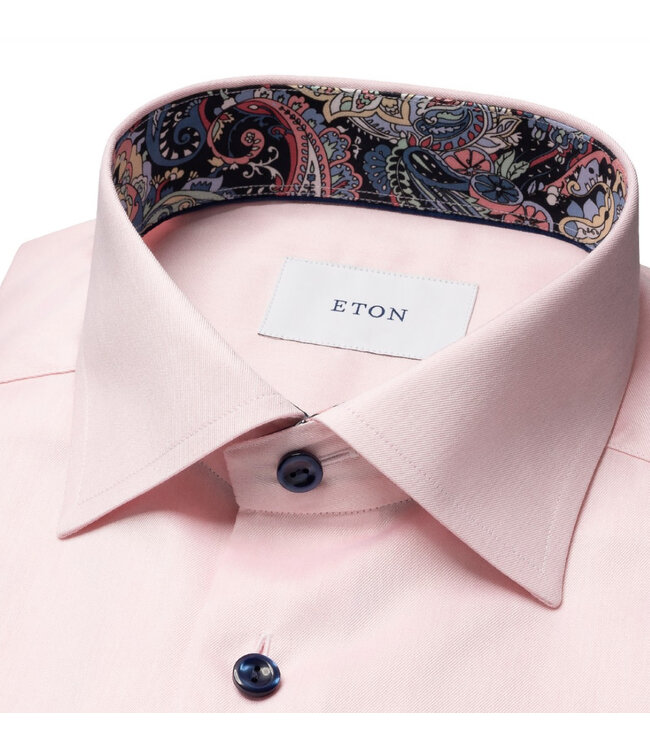 Modern Fit Pink Twill Paisley Trim Shirt
