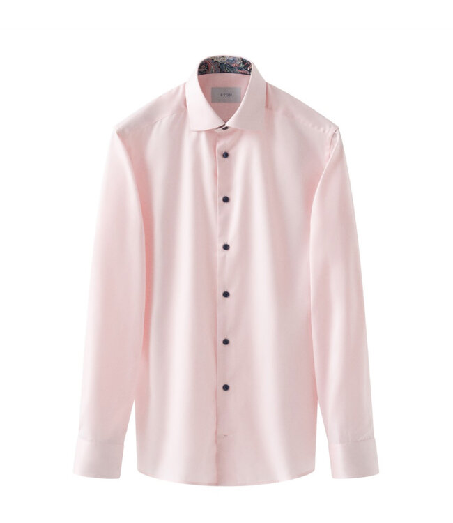 Modern Fit Pink Twill Paisley Trim Shirt