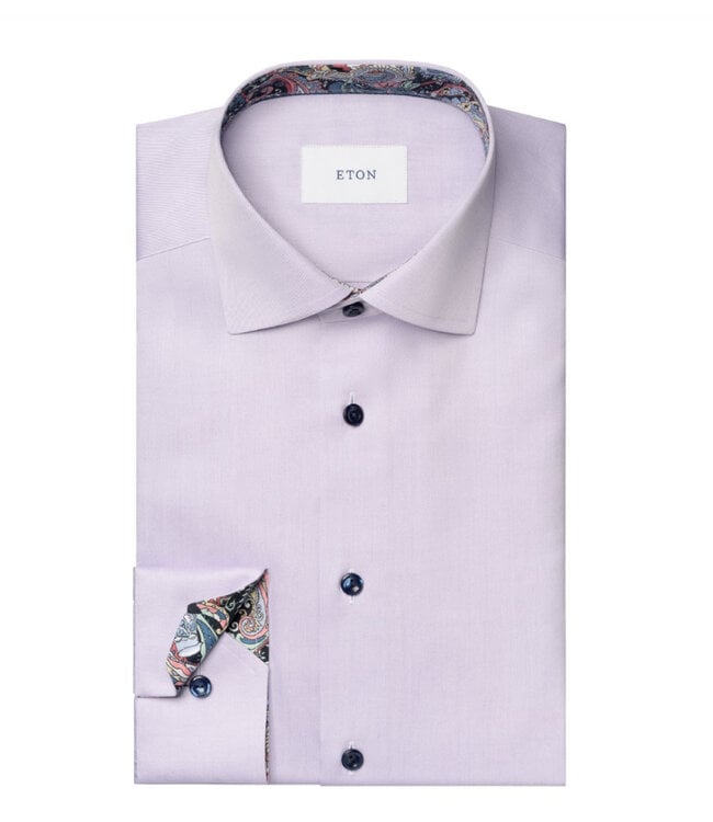 Modern Fit Lavender Twill Paisley Trim Shirt