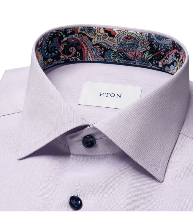 Modern Fit Lavender Twill Paisley Trim Shirt