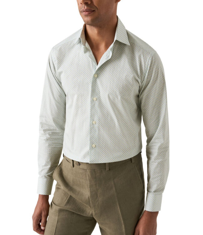Slim Fit Green Parrot Print Twill Shirt