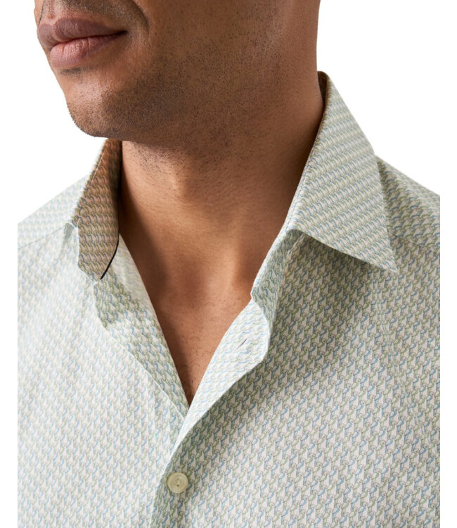 Slim Fit Green Parrot Print Twill Shirt