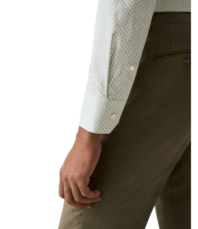 Slim Fit Green Parrot Print Twill Shirt