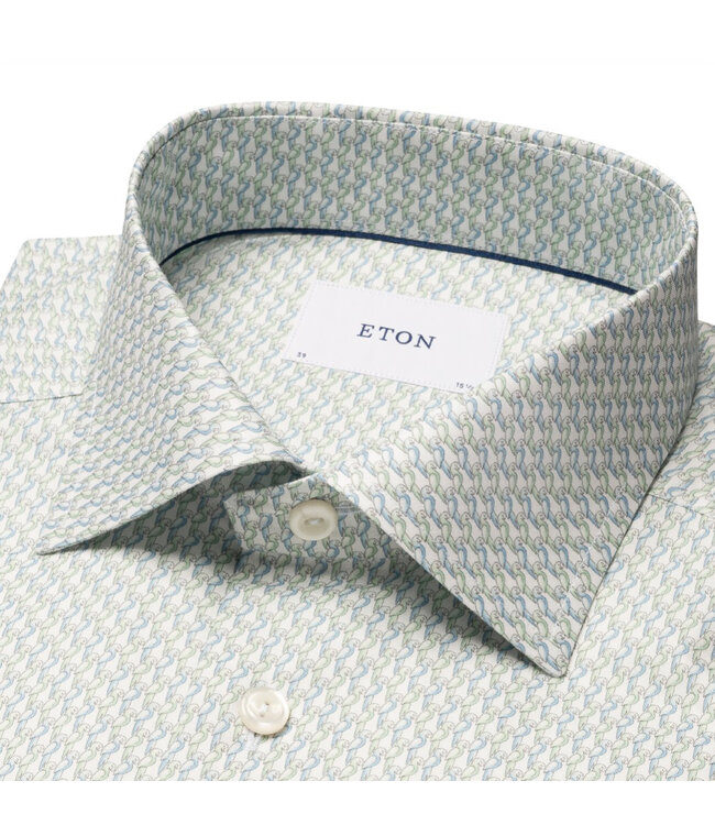 Slim Fit Green Parrot Print Twill Shirt