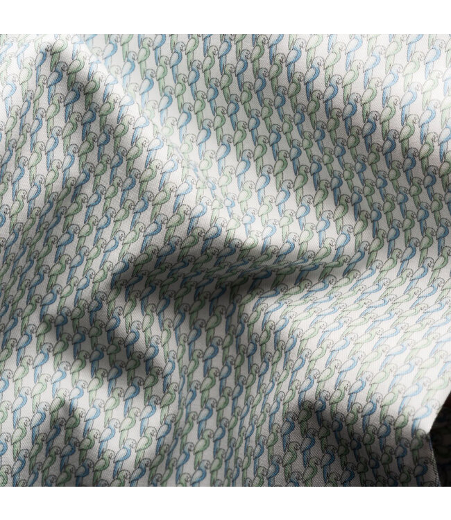 Slim Fit Green Parrot Print Twill Shirt