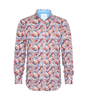 A FISH NAMED FRED Modern Fit White Floral Shirt