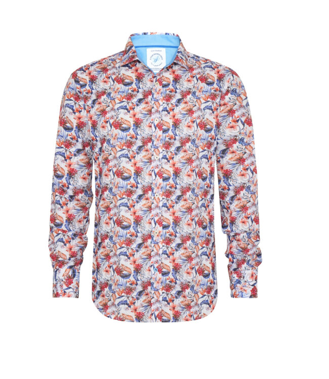 Modern Fit White Floral Shirt