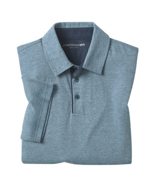 JOHNSTON & MURPHY Blue Fine Striped Polo