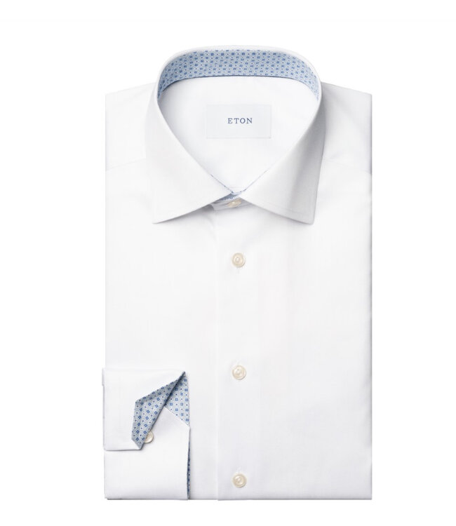 Modern Fit White with Blue Trim Shirt