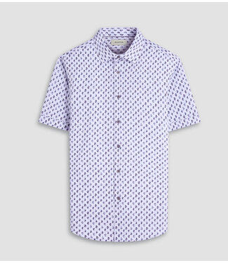 BUGATCHI Modern Fit White Grey Paisley Shirt