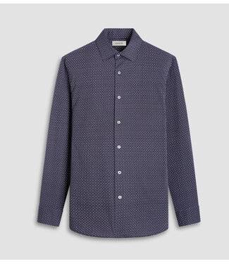 BUGATCHI Modern Fit Navy Diamond Print Shirt