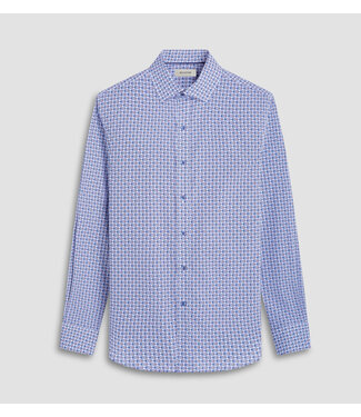 BUGATCHI Modern Fit Navy Tan Print Shirt