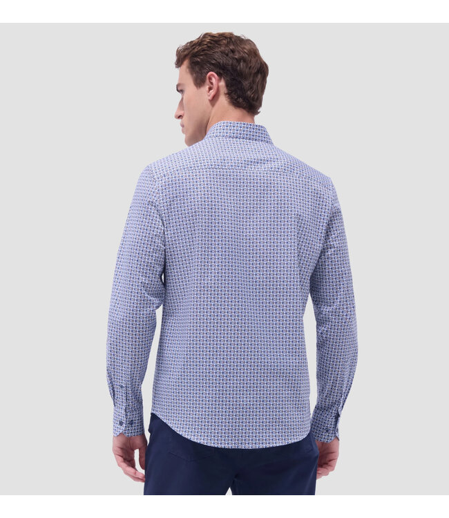 Modern Fit Navy Tan Print Shirt