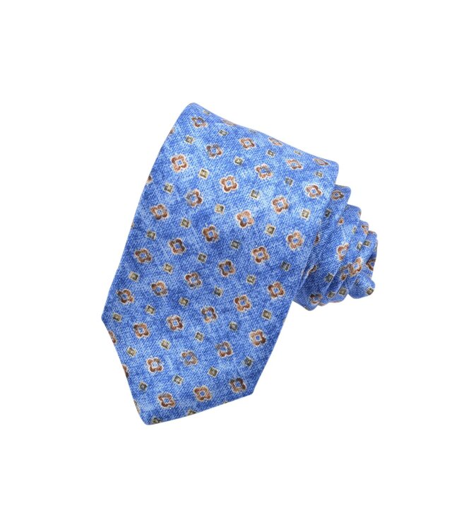 Blue Brown Floral Tie
