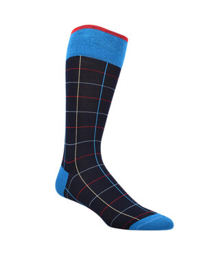 DION Navy Windowpane Socks