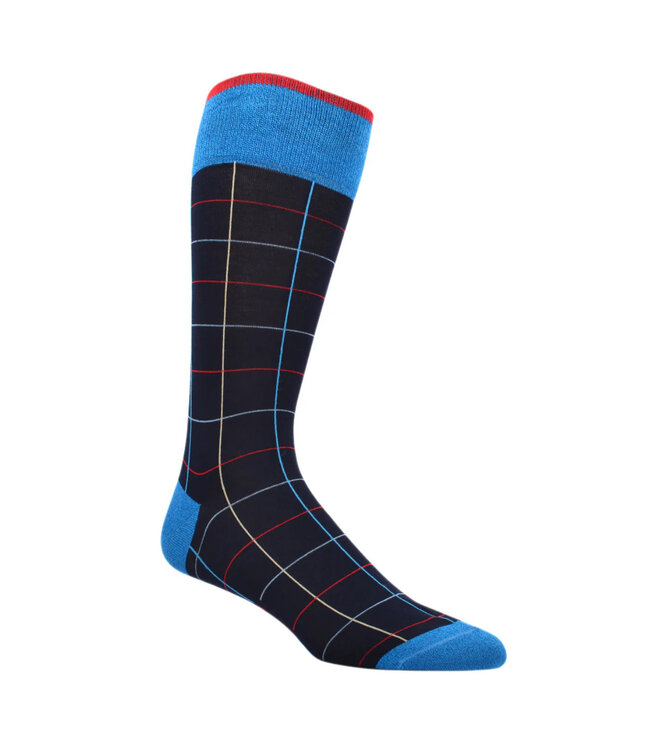 Navy Windowpane Socks