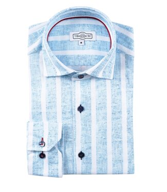 7 DOWNIE Modern Fit Wide Aqua Striped Shirt