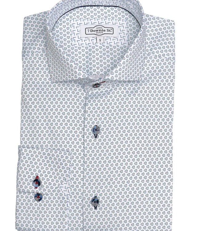 Modern Fit White Teal  Shirt