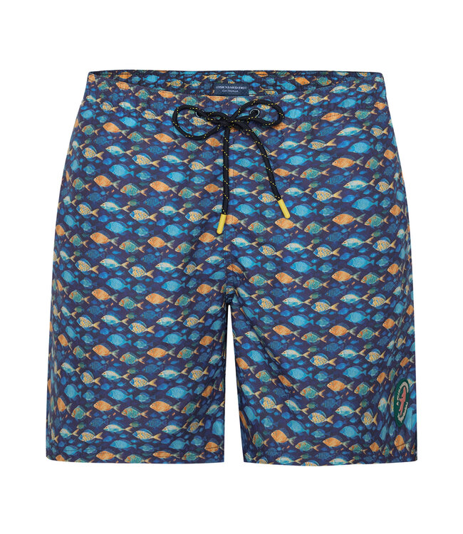 Navy Fish Swim Trunks
