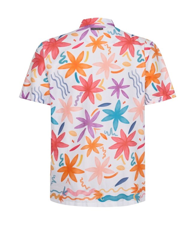 Modern Fit White Watercolour Flowers Shirt