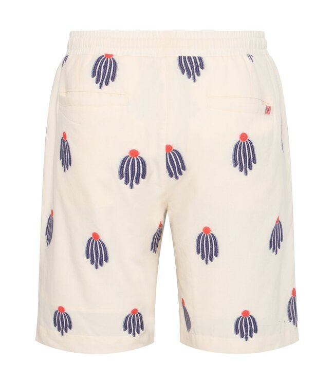 Slim Fit Off White Cactus Bermuda Shorts