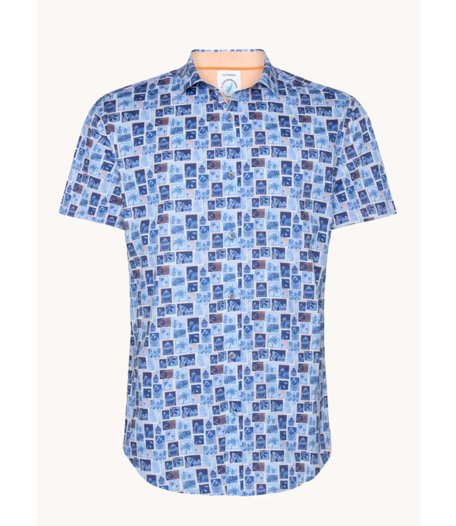 Modern Fit Blue Stamps Shirt