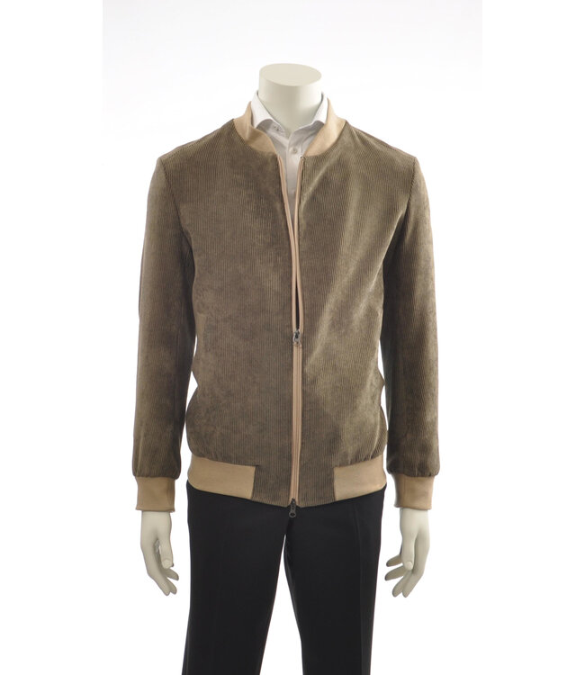 Olive Green Cord Bomber Jacket
