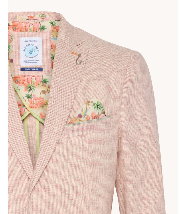 Slim Fit Red Small Check Sport Coat